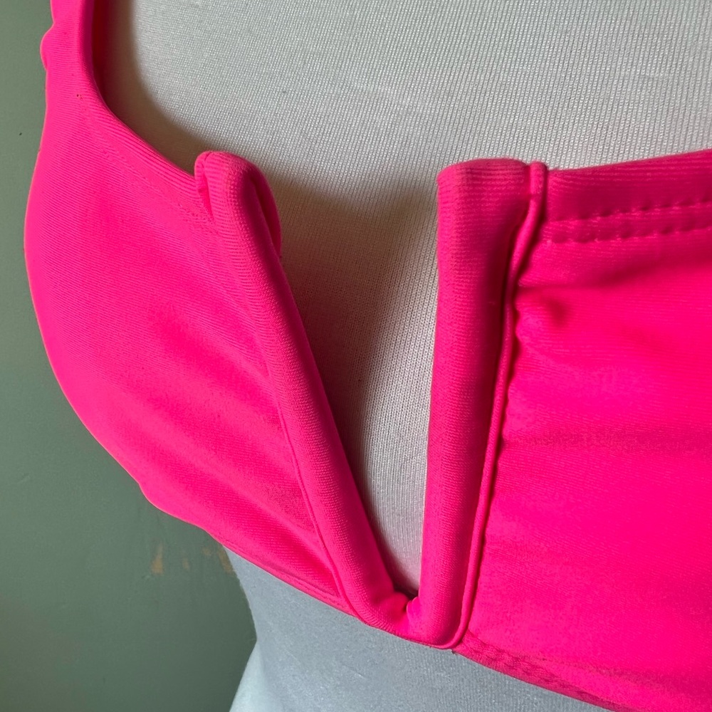 Vintage y2k 90s neon hot pink swim bikini top or bra cut blouse XS S A or full B